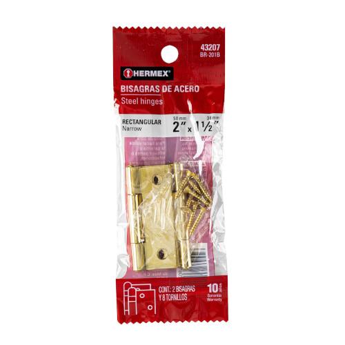BOLSA CON 2 BISAGRAS RECTANGULARES 2 Plg. ACERO LATONADO