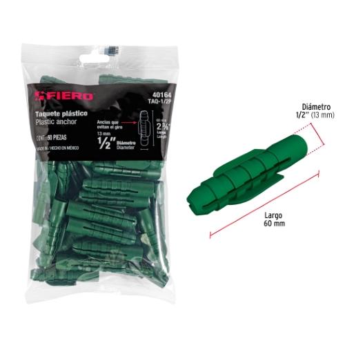BOLSA CON 50 TAQUETES DE PLASTICO 1/2 Plg. FIERO