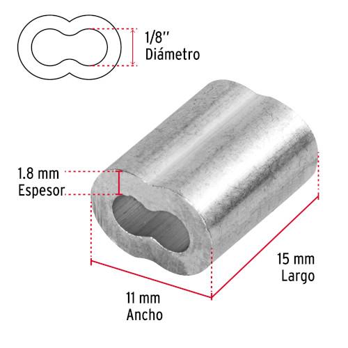 BOLSA CON 50 CASQUILLOS DOBLES DE ALUMINIO 1/8 Plg. FIERO