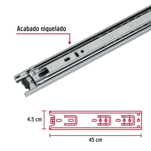 BOLSA CON 2 CORREDERAS EXTENSION 45 CM PARA CAJON ANCHO 4.5 CM