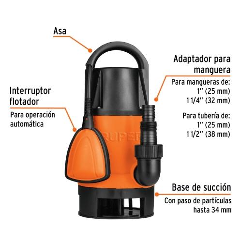 BOMBA SUMERGIBLE P/AGUA SUCIA 1HP TRUPER
