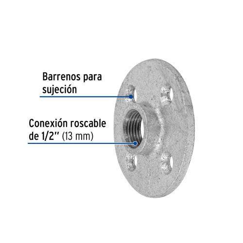 BRIDA DE ACERO GALVANIZADO DE 1/2 Plg. FOSET