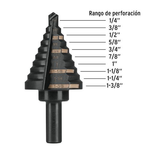 BROCA ESCALONADA 10 ESCALONES 3/8" TRUPE