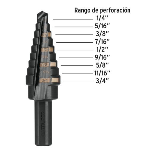 BROCA ESCALONADA 9 ESCALONES 3/8" TRUPER