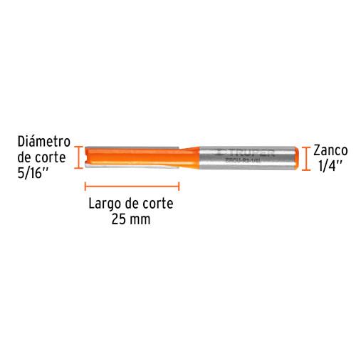 BROCA P/ROUTER RECTA 2 FILOS 1/4"TRUPE