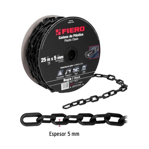 CADENA DE PLASTICO 5MM 3/16 NEGRO FIERO (25MT)