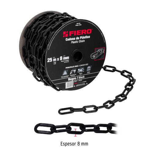 CADENA DE PLASTICO 8MM 5/16 NEGRO FIERO (25MT)