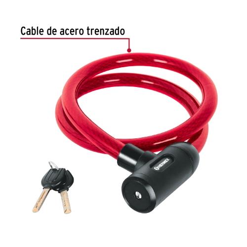 CANDADO DE CABLE CON LLAVE 20 MM X 1.20 M HERMEX