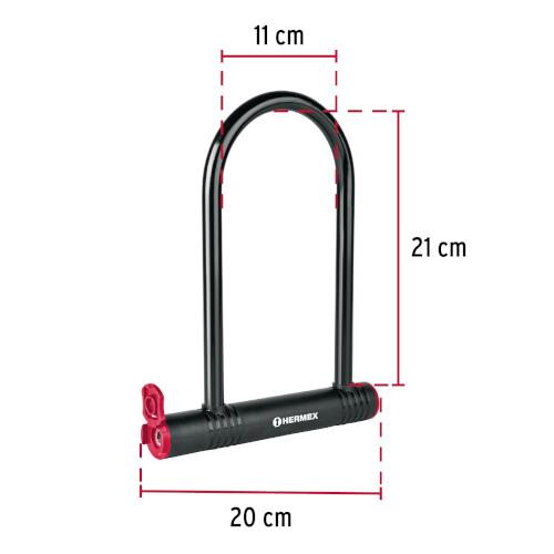CANDADO RIGIDO TIPO Plg. U Plg. DE 20 CM LLAVE DE DISCO HERMEX