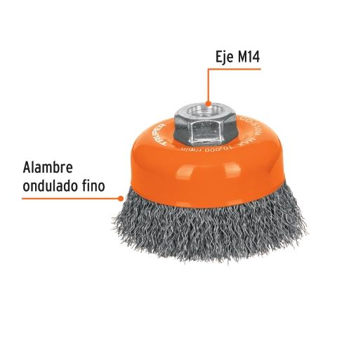 CARDA COPA 14MM ALAMBRE ONDULADO TRUPER