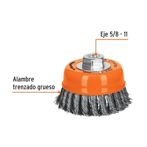 CARDA COPA TRENZADA 4" ENT. 5/8 TRUPER