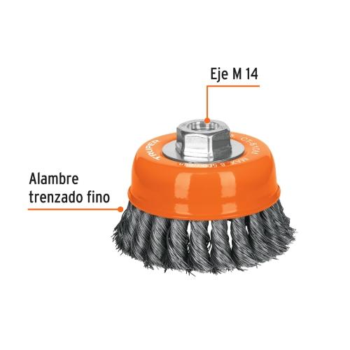 CARDA COPA TRENZADA 4" ENT.14MM