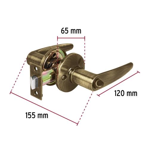 CERRADURA MANIJA MODELO TURIN PARA BAÑO LATON ANTIGUO CIL LATON