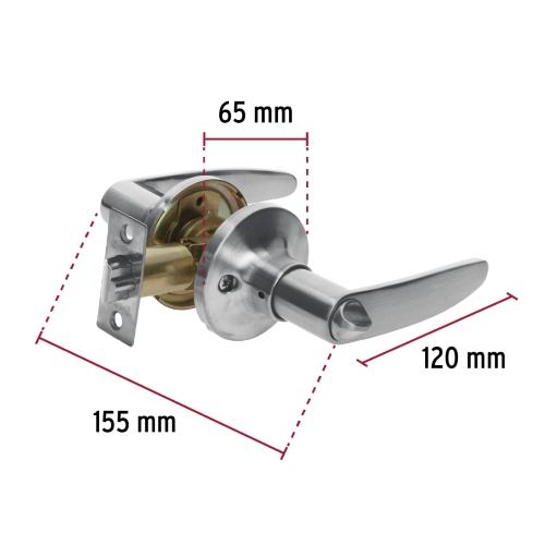 CERRADURA MANIJA MODELO TURIN PARA RECAMARA CROMO MATE CIL LATON