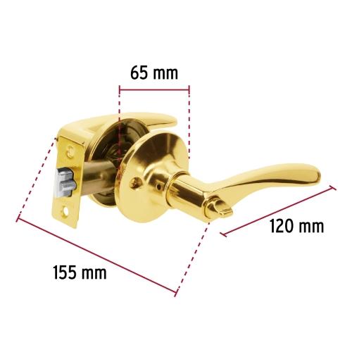 CERRADURA MANIJA MODELO MILAN RECAMARA LATON BRILLANTE CIL METAL