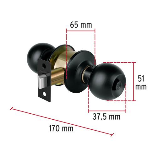 CERRADURA POMO NEGRO ESFERA BAÑO HERMEX