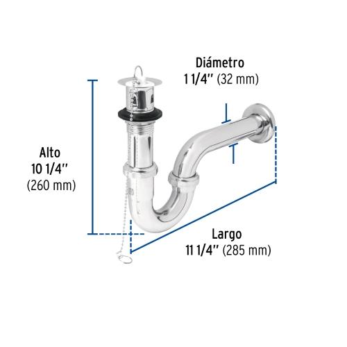 CESPOL 1-1/4 Plg. C/CONTRA TAPON Y CADENA LATON CROMO PARA LAVABO