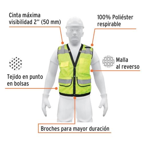 CHALECO REFORZ VERD C/BROCHE Y 7 BOLSAS