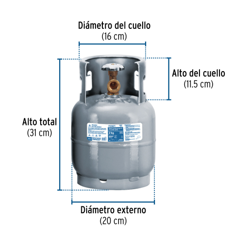 CILINDRO PORTATIL PARA GAS LP 2KG (4.5LB) FOSET
