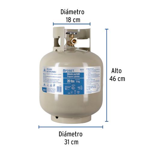 CILINDRO PORTATIL PARA GAS LP 20LB (9KG) FOSET