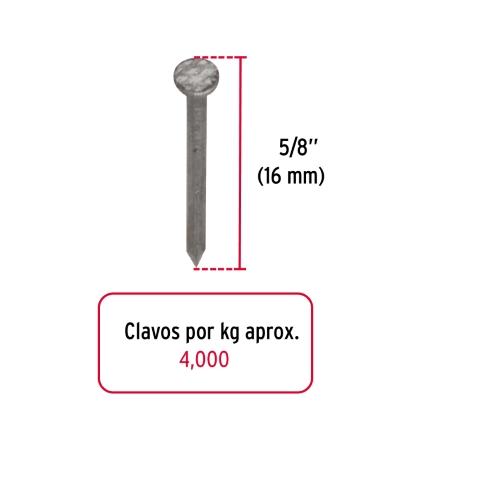 BOLSA CON 1 KG DE CLAVOS ALFILERILLOS DE 5/8 Plg. CON CABEZA
