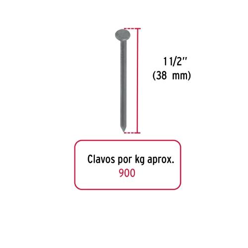 BOLSA CON 1 KG DE CLAVO ESTANDAR 2-1/2 Plg. CON CABEZA FIERO