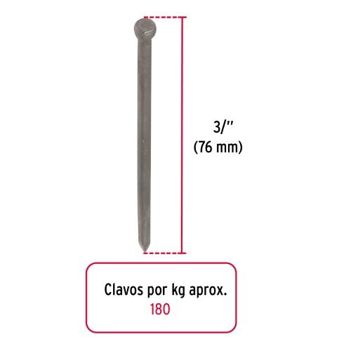 BOLSA CON 1 KG DE CLAVO ESTANDAR 3 Plg. SIN CABEZA FIERO