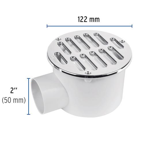 COLADERA 5 Plg. SALIDA LATERAL ABS REJILLA CROMADA 3 TORNILLOS