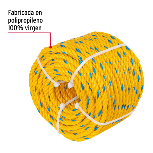 CUERDA AMARILLA DE POLIPROPILENO 8 MM (5/16), ROLLO 32M FIERO