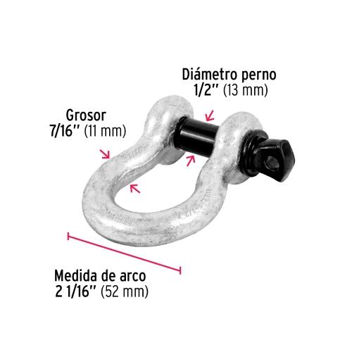 GRILLETE DE ACERO FORJADO 7/16 Plg. FIERO