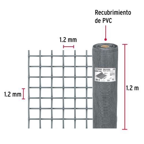 ROLLO DE 30 M X 1.2 M MALLA MOSQUITERA FIBRA DE VIDRIO GRIS