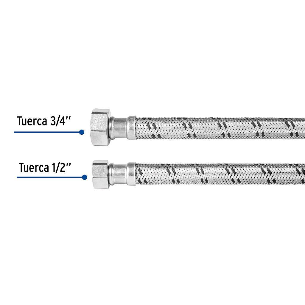 MANGUERA PARA BOILER ACERO INOX. 1/2 Plg. H X 3/4 Plg. H 60 CM