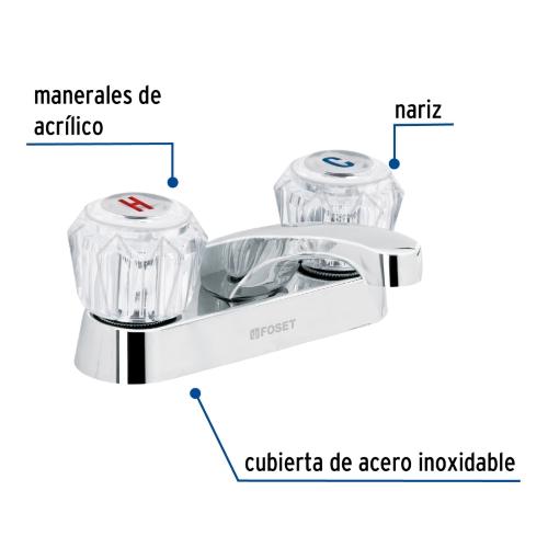 MEZCLADORA 4 Plg. PARA LAVABO NARIZ LARGA MANERALES ACRILICO