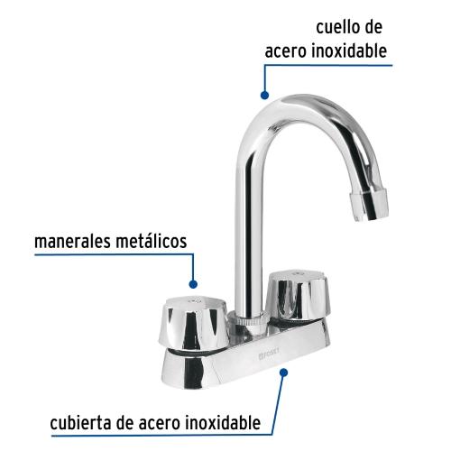 MEZCLADORA 4 Plg. PARA LAVABO CUELLO BAR CARTUCHO CERAMICO