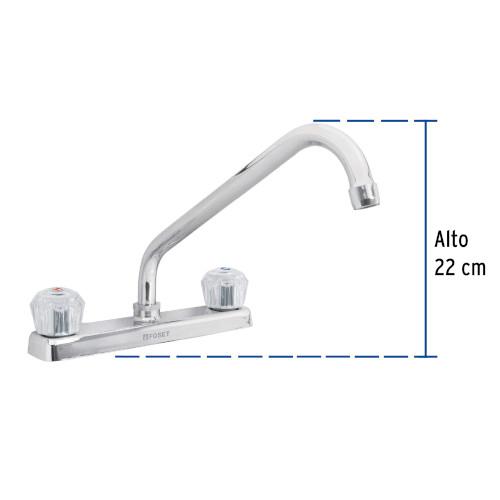 MEZCLADORA 8 Plg. FREGADERO CROMO CUELLO LARGO ACRILICO BASIC