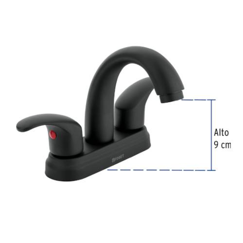 MEZCLADORA LAVABO 4 Plg. NEGRO NARIZ CURVA PALANCA AQUA