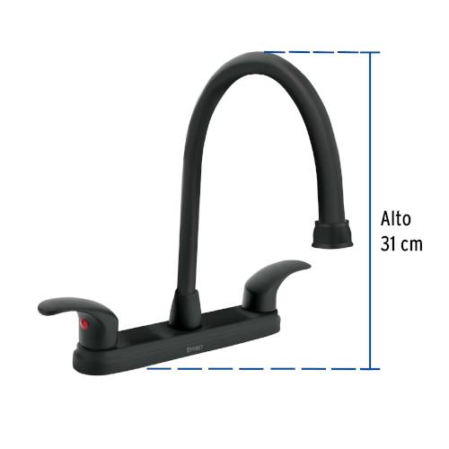 MEZCLADORA FREGADERO 8 Plg. NEGRO CUELLO LARGO PALANCA AQUA