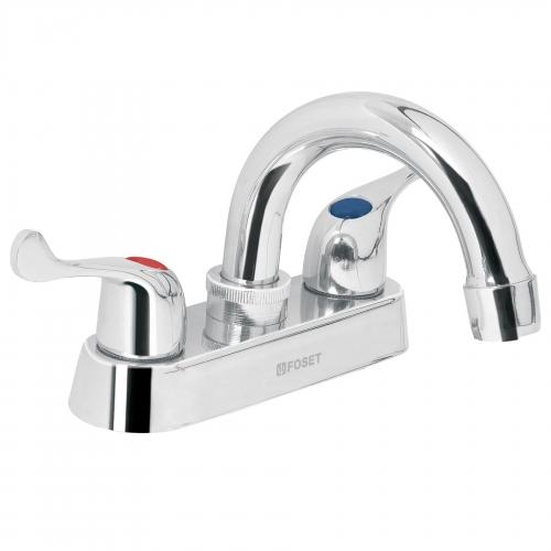 MEZCLADORA 4 Plg. PARA LAVABO CUELLO CURVO MANERALES PALANCA