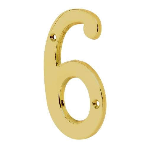 NUMERO 6 DE LATON SOLIDO 4 Plg. LATON BRILLANTE  HERMEX