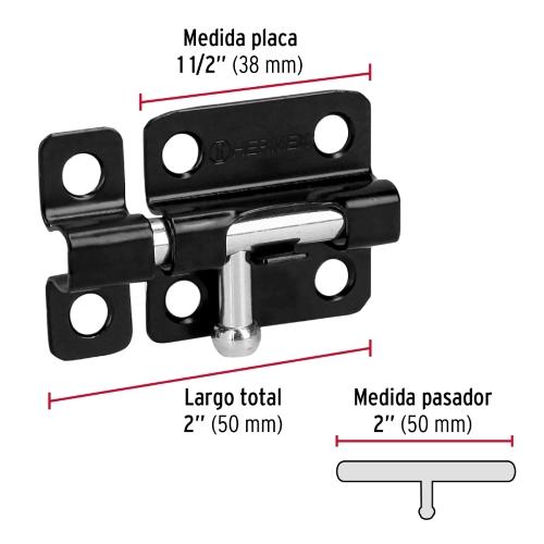 PASADOR DE BARRIL 2 Plg. DE ACERO ACABADO NEGRO HERMEX